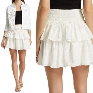 Ramy Brook Kell Smock-Waist Ruffle Skirt